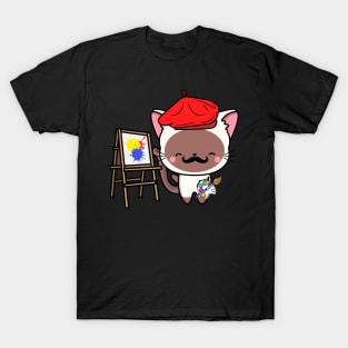 Funny white cat is a painter T-Shirt